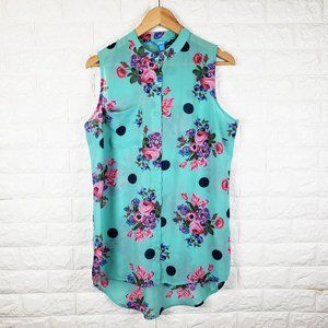 L'Amour Nanette Lepore Sheer Floral Sleeveless Top